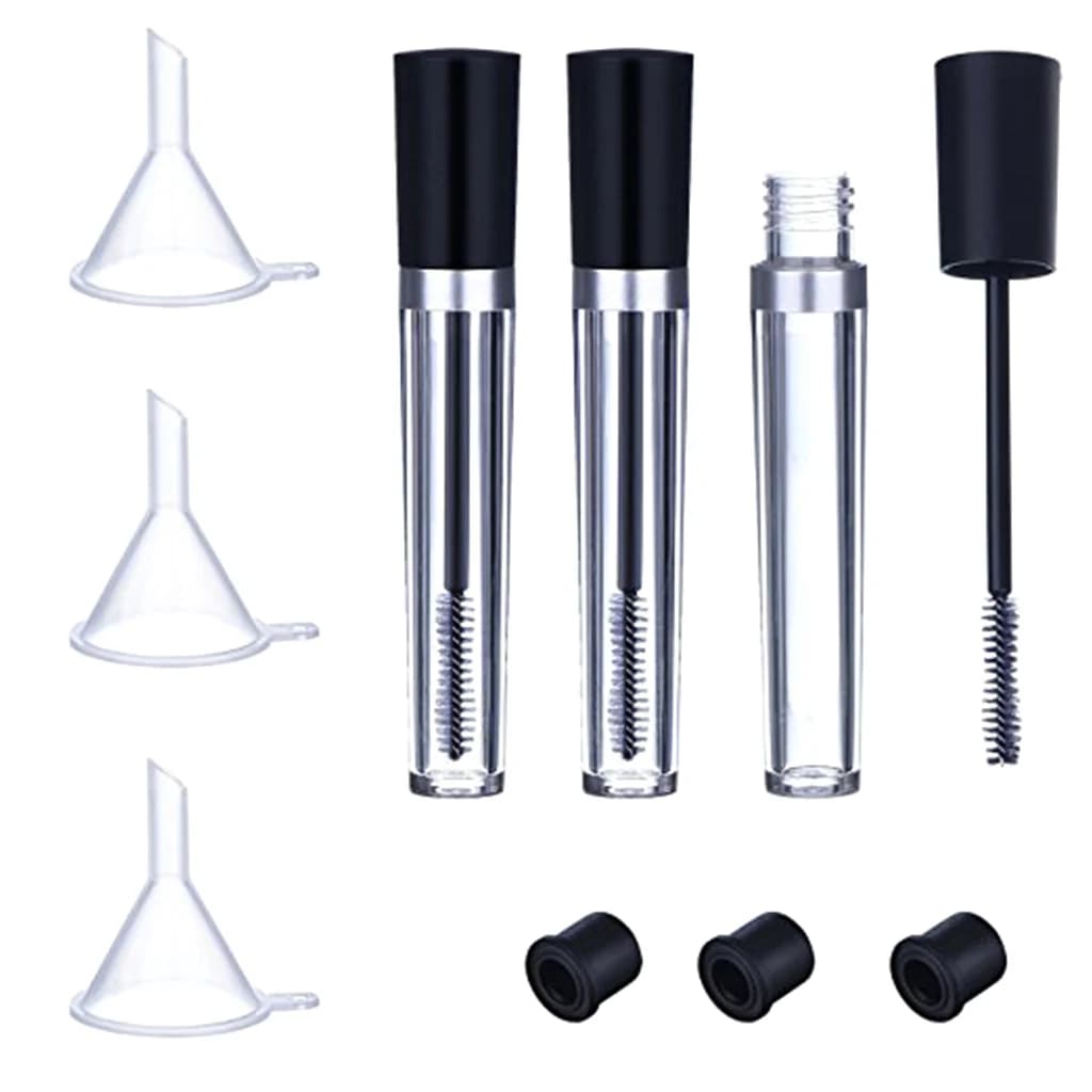 Set of Cosmetic Containers in Transparent Acrylic, Vacuum Tubes for Lost Test Mascara, for the Growth of Eyelashes and Lip Molds