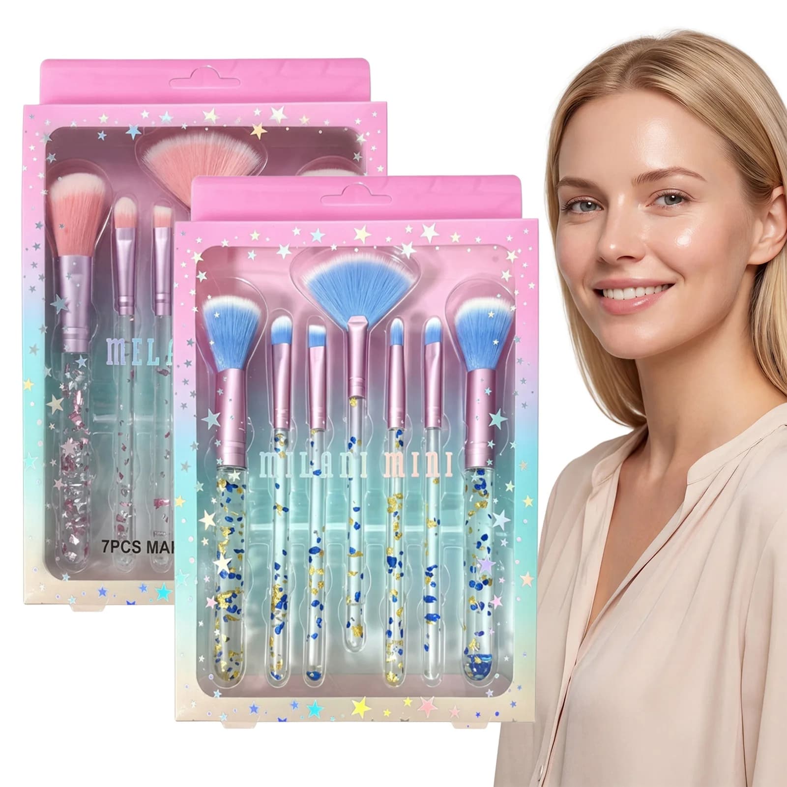 7pcs Professional Makeup Brush Set Portable for Women Synthetic Bristles Cosmetic Brushes Blush Powder Eyeshadow Tools