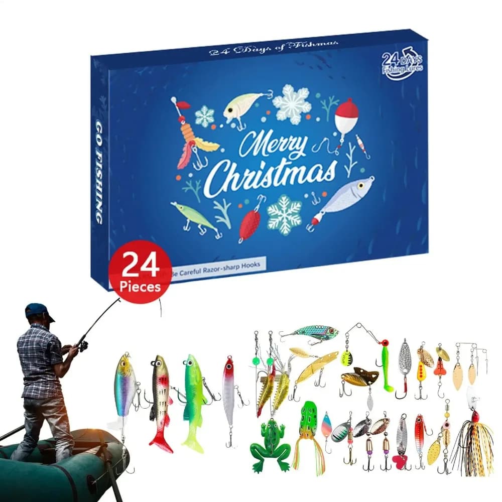 Christmas Fishing bait Advent Calendar 24 days Fishing equipment Countdown Calendar Christmas surprise creative gift box for fishermen