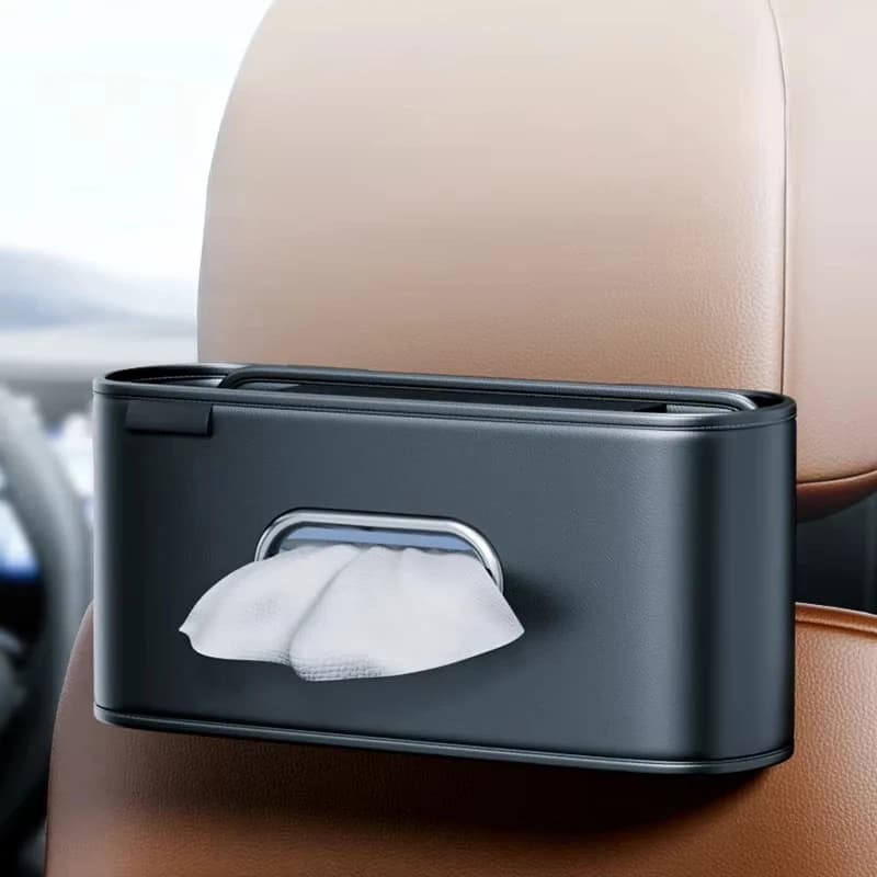 Porta Fazzoletti Auto in Pelle Universale per Console Centrale, Bracciolo, Borsa Porta Fazzoletti, Organizer Appendibile per Sedile Auto