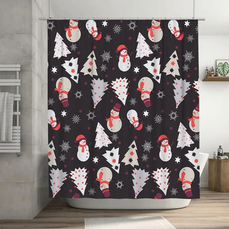 TU Winter Snowflakes Tenda da doccia natalizia Festive Holiday Bagno Decor Fondale in tessuto impermeabile