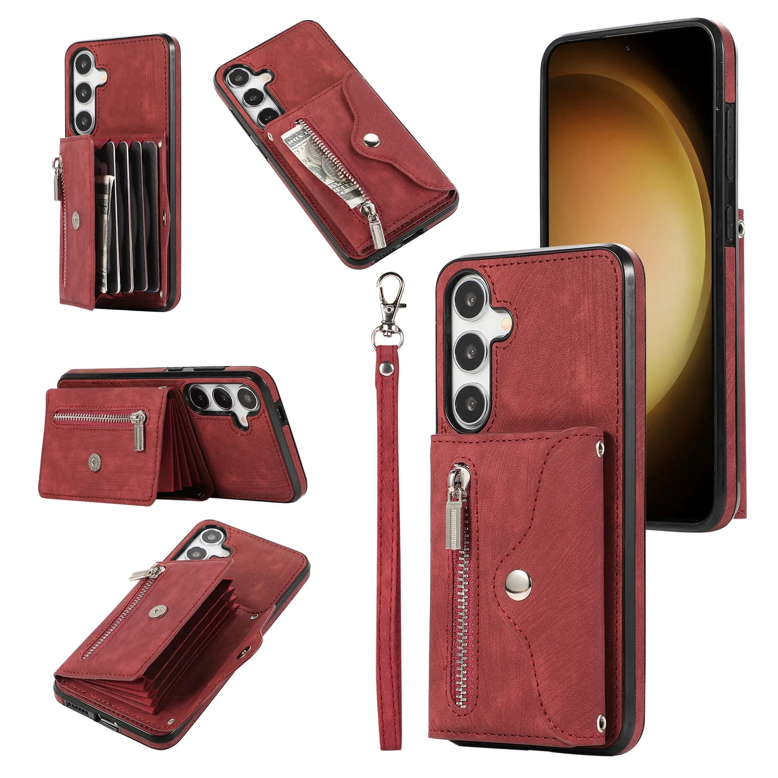 Shoulder bag Solt Wallet Leather case for Samsung Galaxy S24 Ultra S21 S22 Plus S23 FE A14 A24 A34 A15 A25 A52 A72 Cover