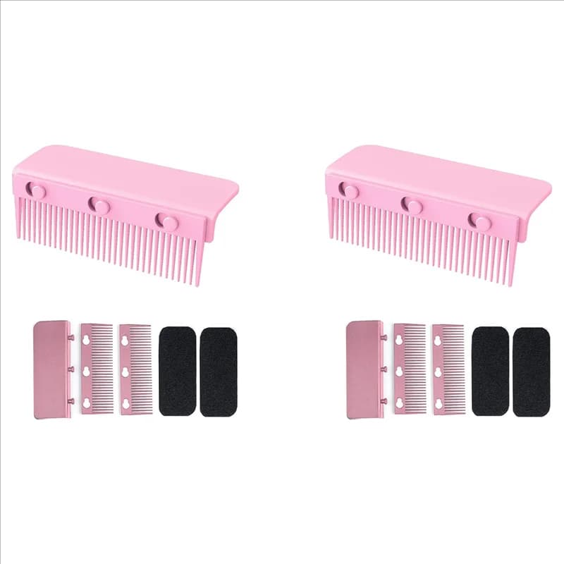 B97A-2X Attacco pettine in ferro piatto con clip, pettine con impugnatura per ferro piatto, pettine per piastra per capelli in ferro piatto, per ferro piatto rosa