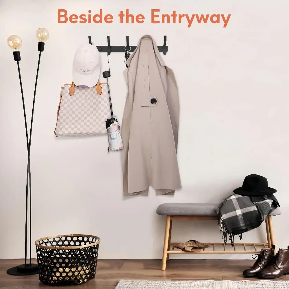 Wall Mounted Clothes Hanger Hat Hook Wall Hook Wall Hanger with Hook Hat Rack for Hanging Outerwear Bathroom Supplies Suitable
