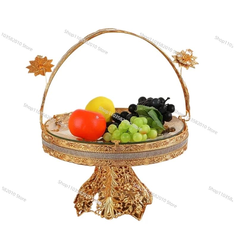 Cesto portafrutta rotondo in metallo, ornamento creativo europeo, piatto per frutta, cesto per frutta, piatto decorativo per la casa