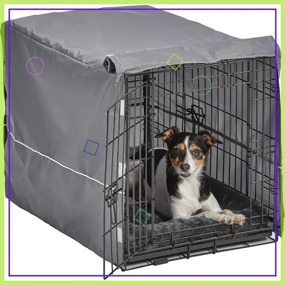 Kit cassa per cani da 30 pollici a doppia porta con letto e copertura per razze di medie dimensioni