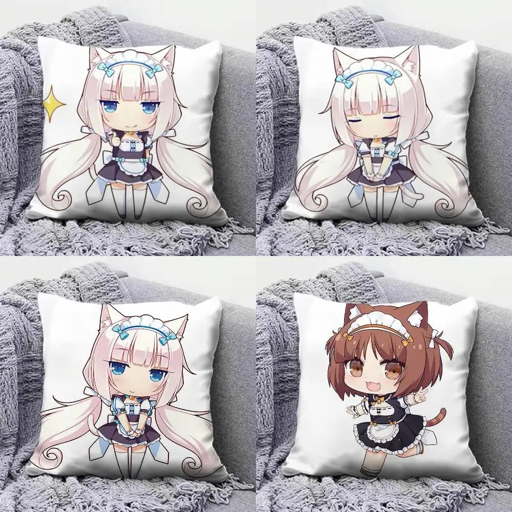 Nekopara Chibi vanilla Chocola Anime Game Home Sofa Cushion Covers and Aecorative Custom Pillow Covers