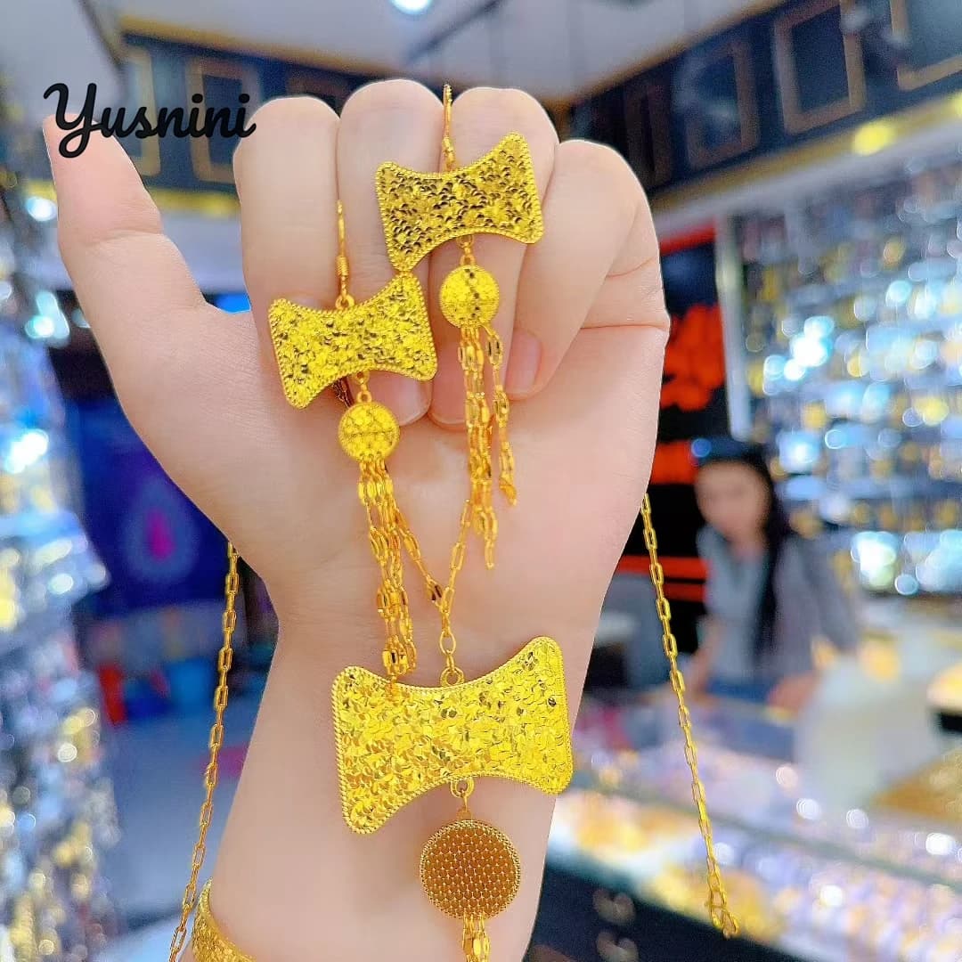 Nuovo set di gioielli per la festa nuziale con orecchini placcati in oro 24 carati nel Regno Unito come regalo per le donne YY10816