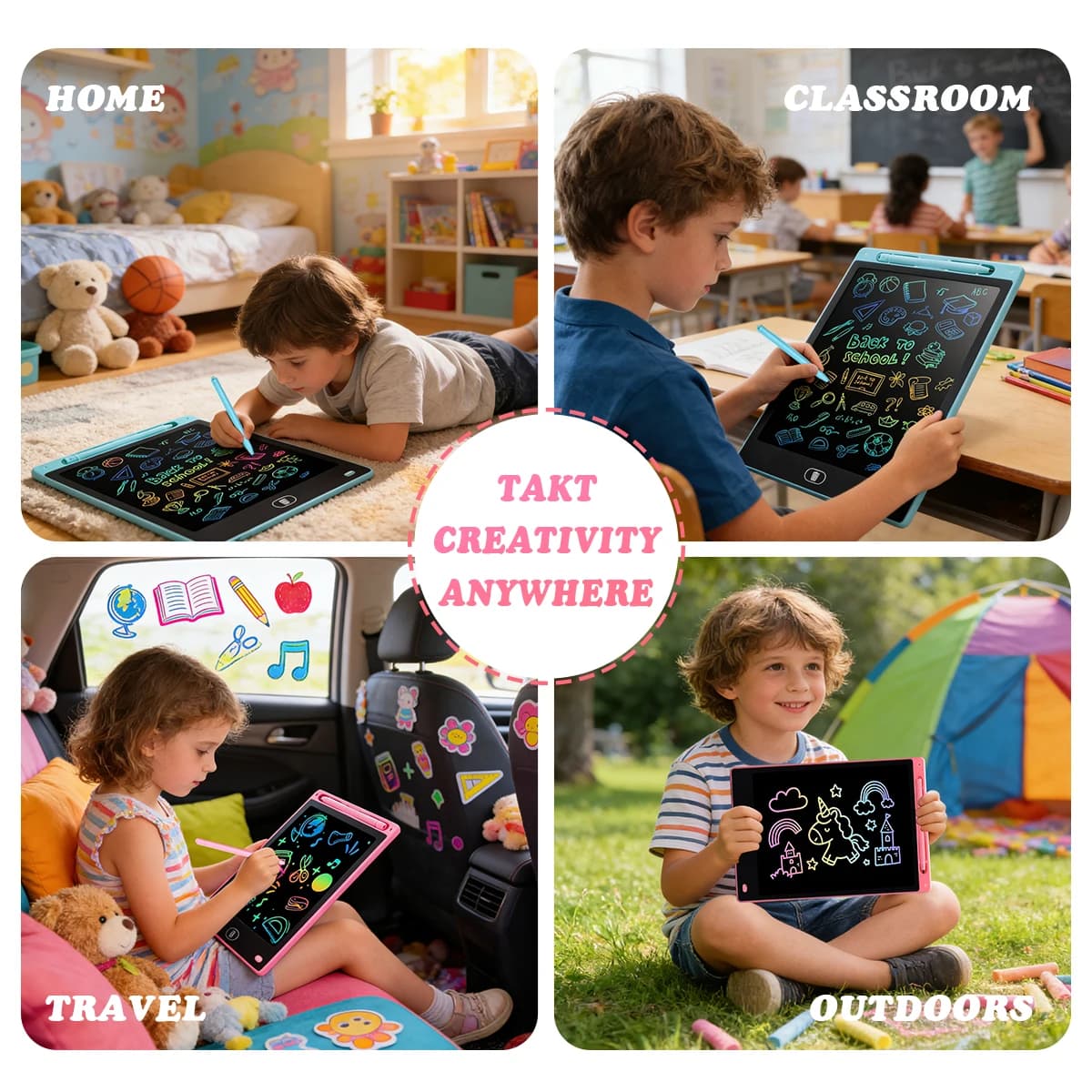 Tavoletta LCD da 8,5/10,5 Pollici per Bambini, Lavagna Colorata con Funzione di Blocco, Dispositivo Educativo Portatile per Disegno