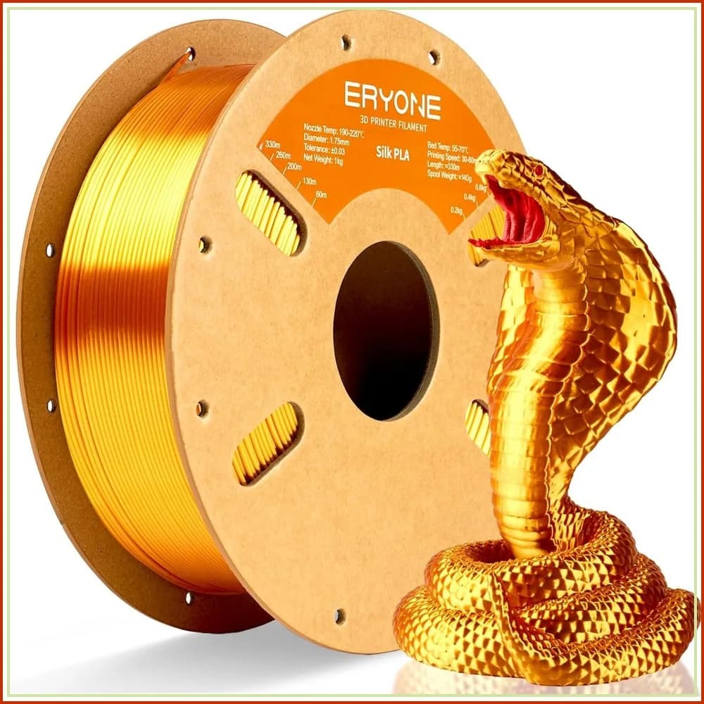 Silk PLA Filament 1.75mm, Shiny Liquid Gold 1kg Spool for 3D Printer, +/-0.03mm Precision