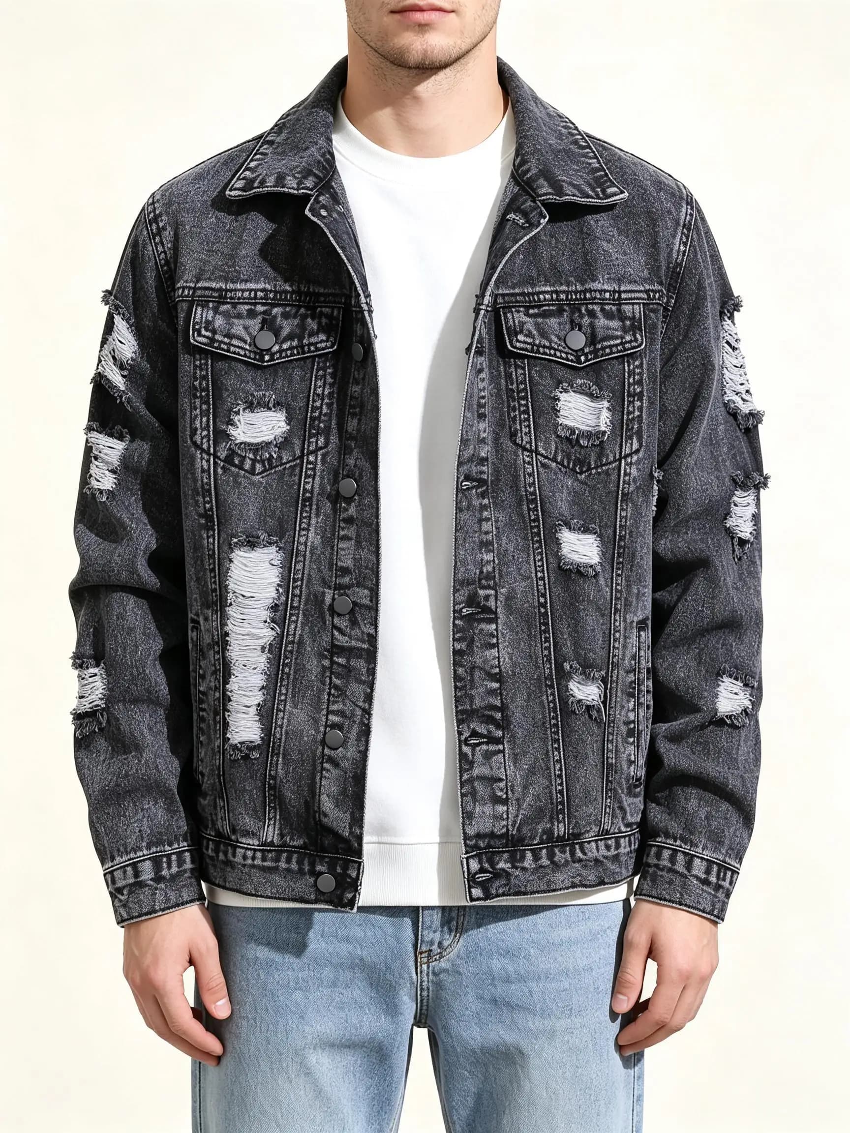 USA Vintage Light Denim Jacket, Men's Street Style Lightweight Coat, Classic American Fashion, Timeless Gift for Husband
