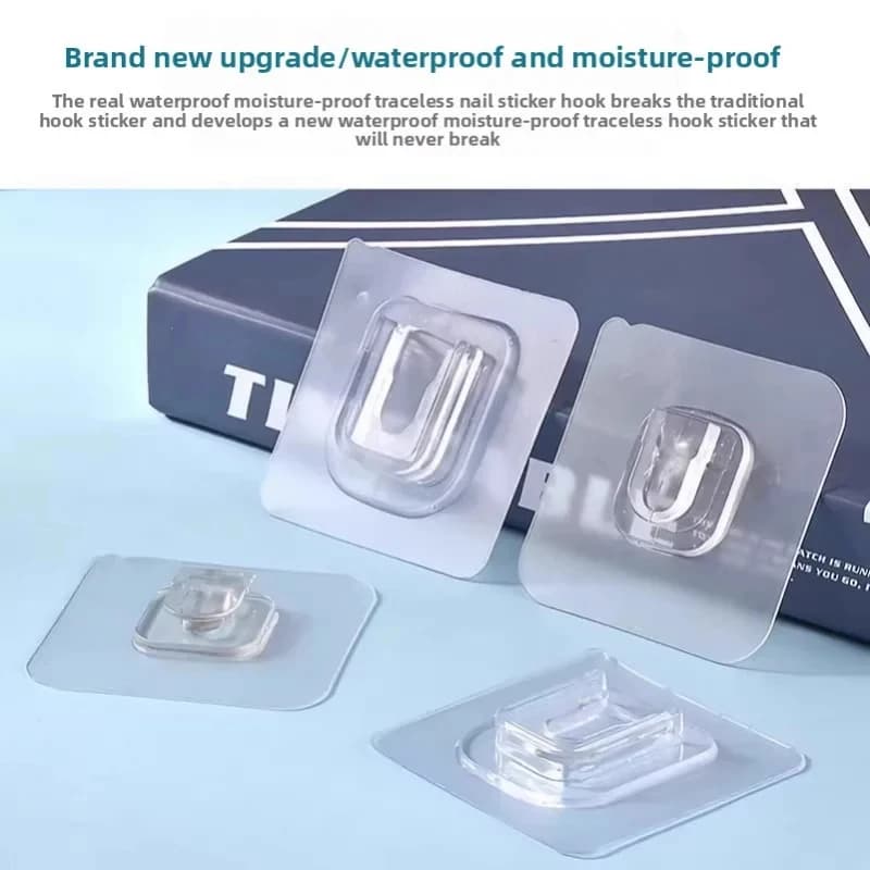 Ganci a ventosa trasparenti resistenti - Appendiabiti da parete biadesivi per cucina, bagno e organizzazione prese