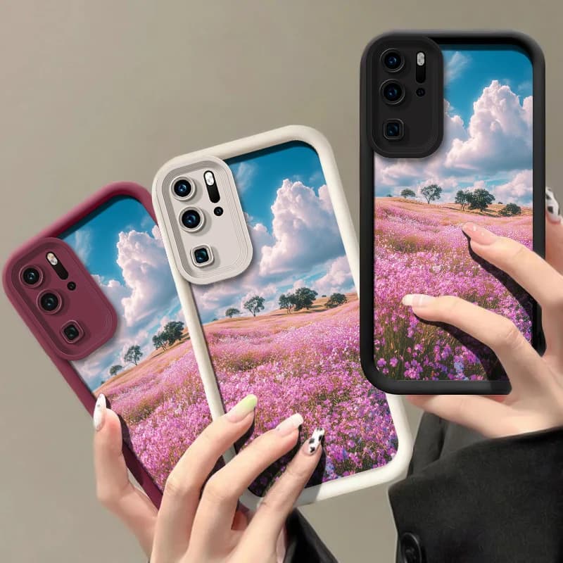Shockproof case for Huawei P40 Lite 5G P30 P20 P50 Pro Y7A Y9S P Smart Pro Y9 Prime 2019, soft TPU cover with floral print