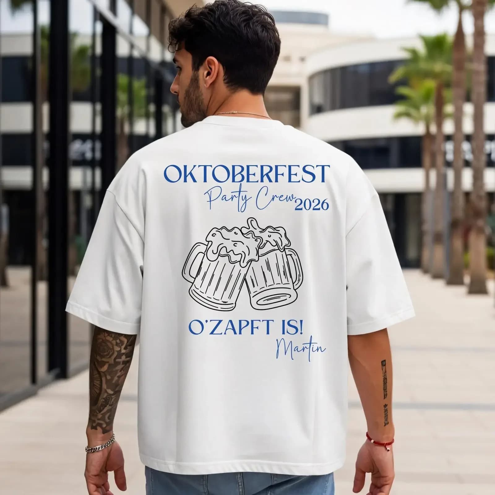 Custom 2026 Oktoberfest Party Crew O'Zapft Is Beer Mug Print T Shirt Bavarian Festival Wiesn Casual Outfit vintage Washed