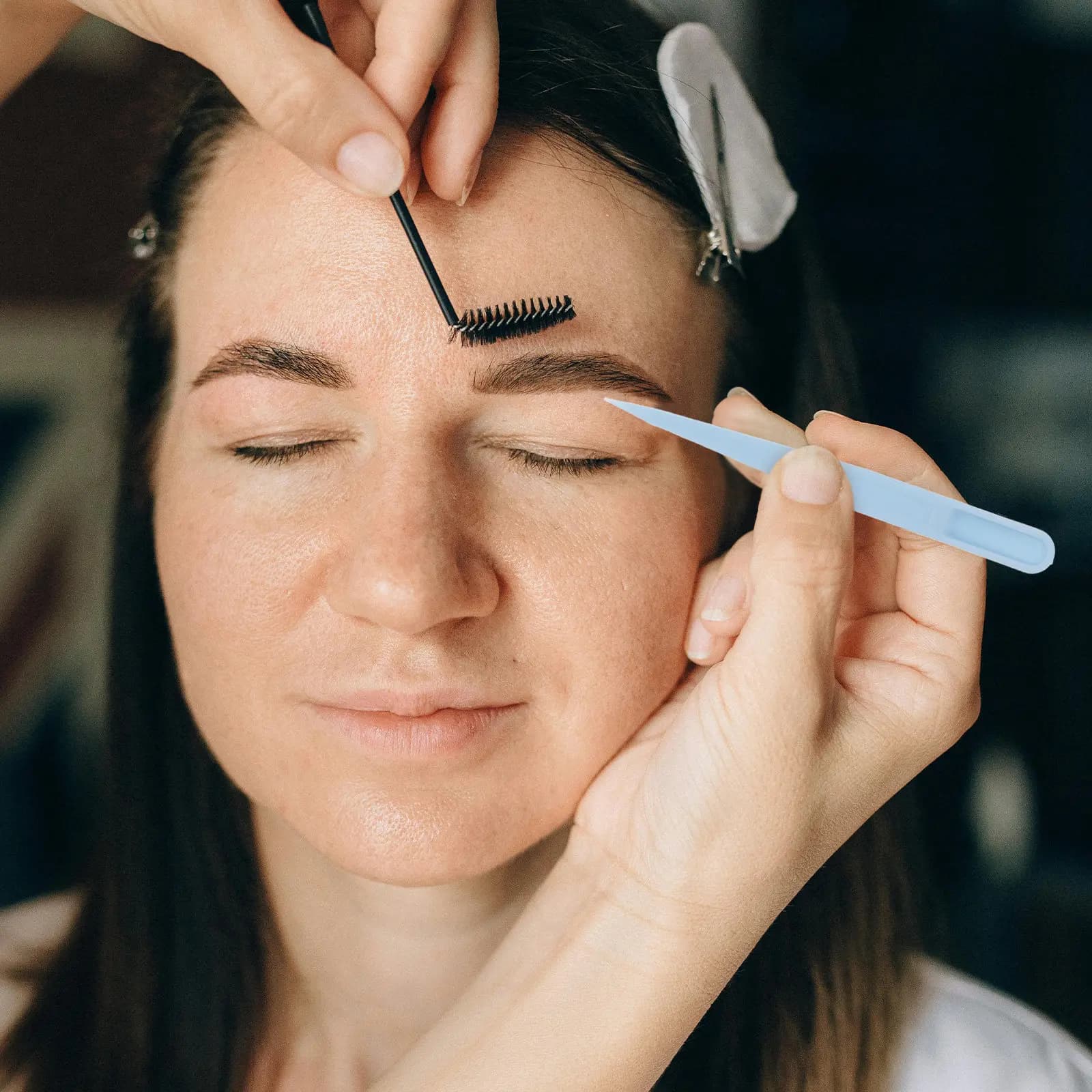 100 Pezzi Pinzette in Plastica Multiuso per Ciglia Finte, Applicatore per Mascara, Modellatore per Sopracciglia, Portatile da Viaggio
