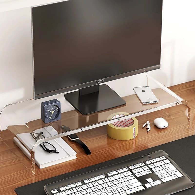 Acrylic Monitor Stand Riser Transparent Computer Display Shelf Ergonomic Desktop Organizer Office Floating Workstation Setup