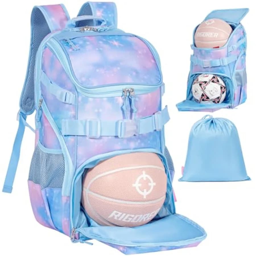 Zaino Sportivo da Donna per Basket, Calcio, Pallavolo, Baseball, Borsa per Attrezzatura da Allenamento