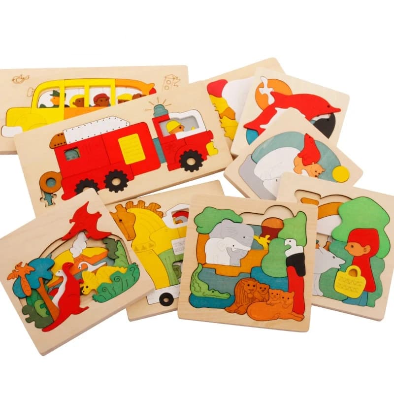 Puzzle animale creativo Puzzle in legno tridimensionale multistrato 3D che brucia il cervello incisione Laser giocattoli per bambini P549