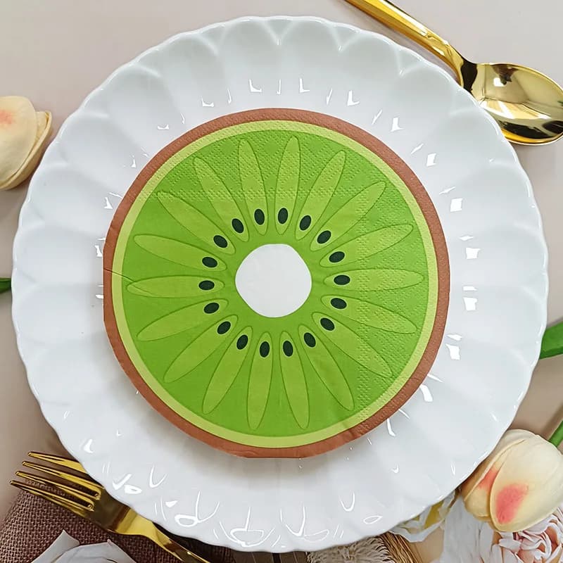 Nuovi Tovaglioli a Forma di Kiwi, Asciugamani di Carta Verdi Stampati per Cucina, Tavolo, Bar all'Aperto, Matrimoni, Feste, Anniversari, Decorazioni per Capodanno