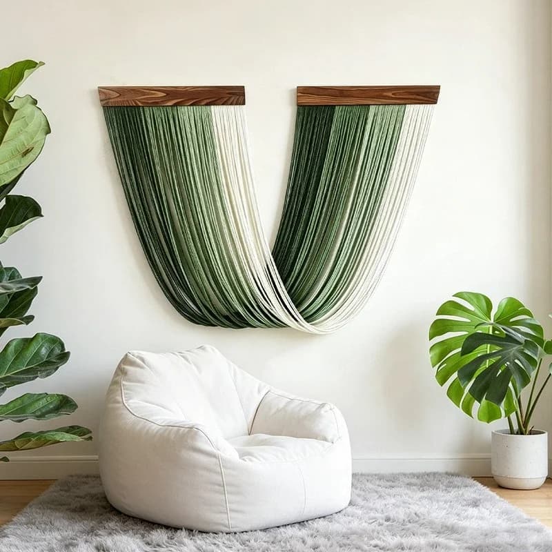 Gradient Tassel Tapestry Solid Wood Hanging Board Wall Decoration Products Width 50cm Large Size Arc-shaped Hanging Cloths 1pcs