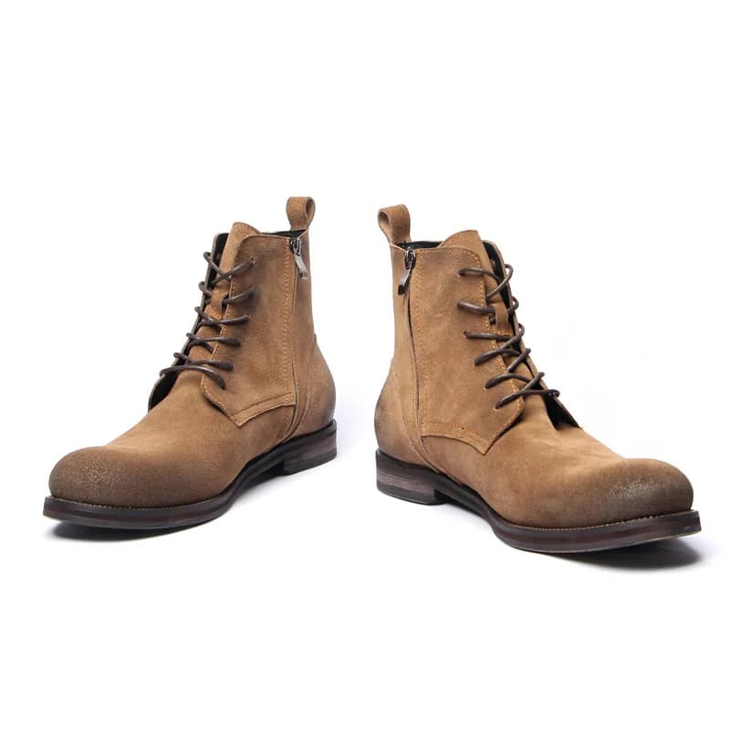 2026 New Footwear Man Boots Genuine Suede High Calf Shoes For Men Comfortable Lace Up Designer Shoes Ankle Boots Male Shoe A212