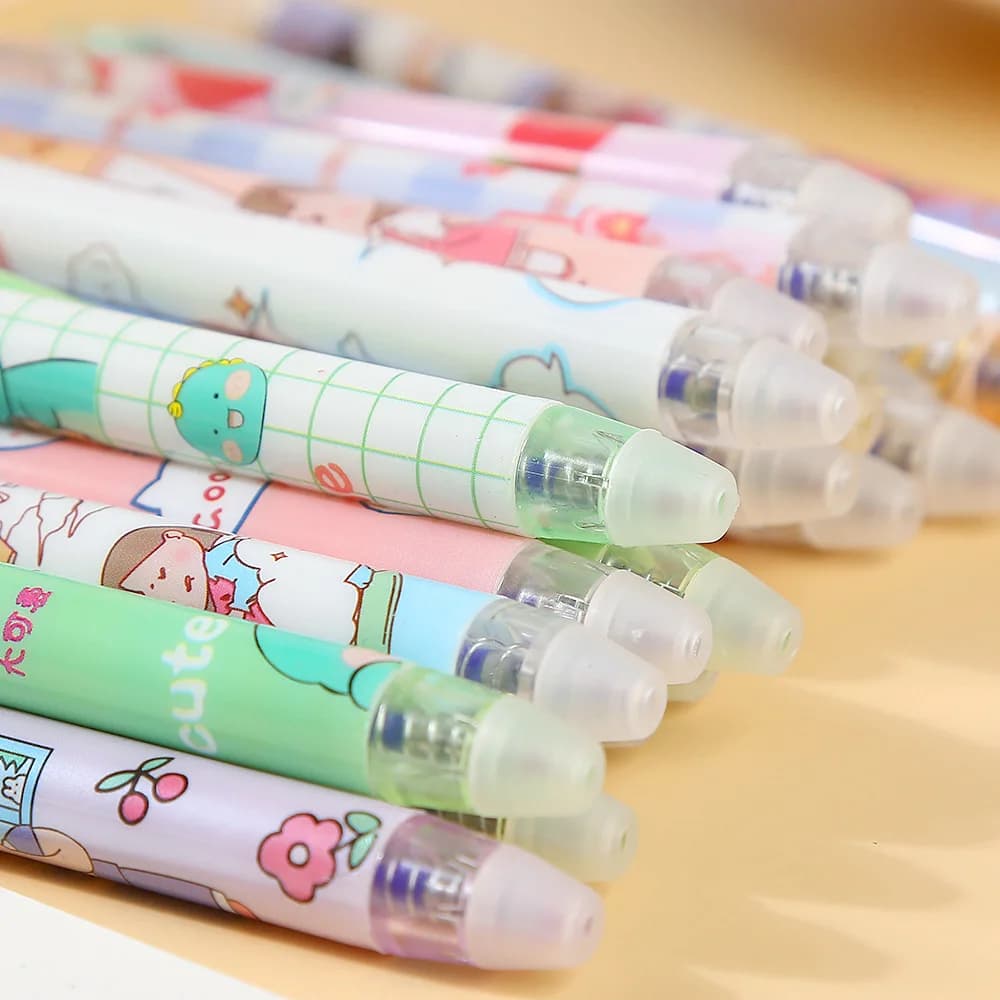 30 Pz/lotto Cute Cartoon Presse Penne Gel Cancellabili 0.5mm Blu Ricarica Magia Cancellabile Penna di Scrittura Per Bambini Kawaii Scuola di Cancelleria Per Ufficio