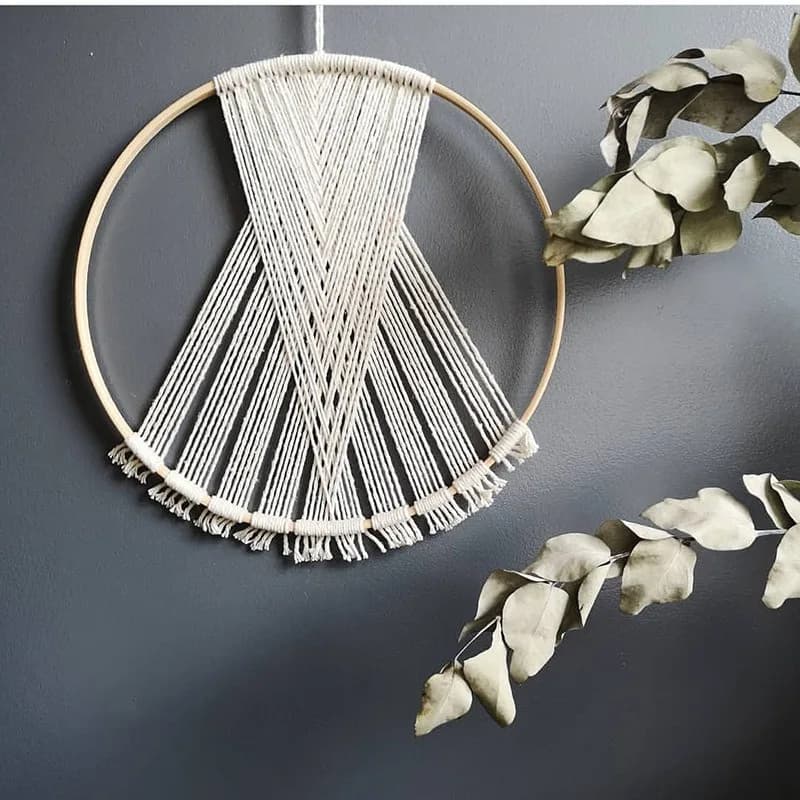 Nordic Circular Wall Hanging Handwoven Dreamcatcher Minimalist Homestay Room Decor Cotton Handmade Fashionable Wall Decoration