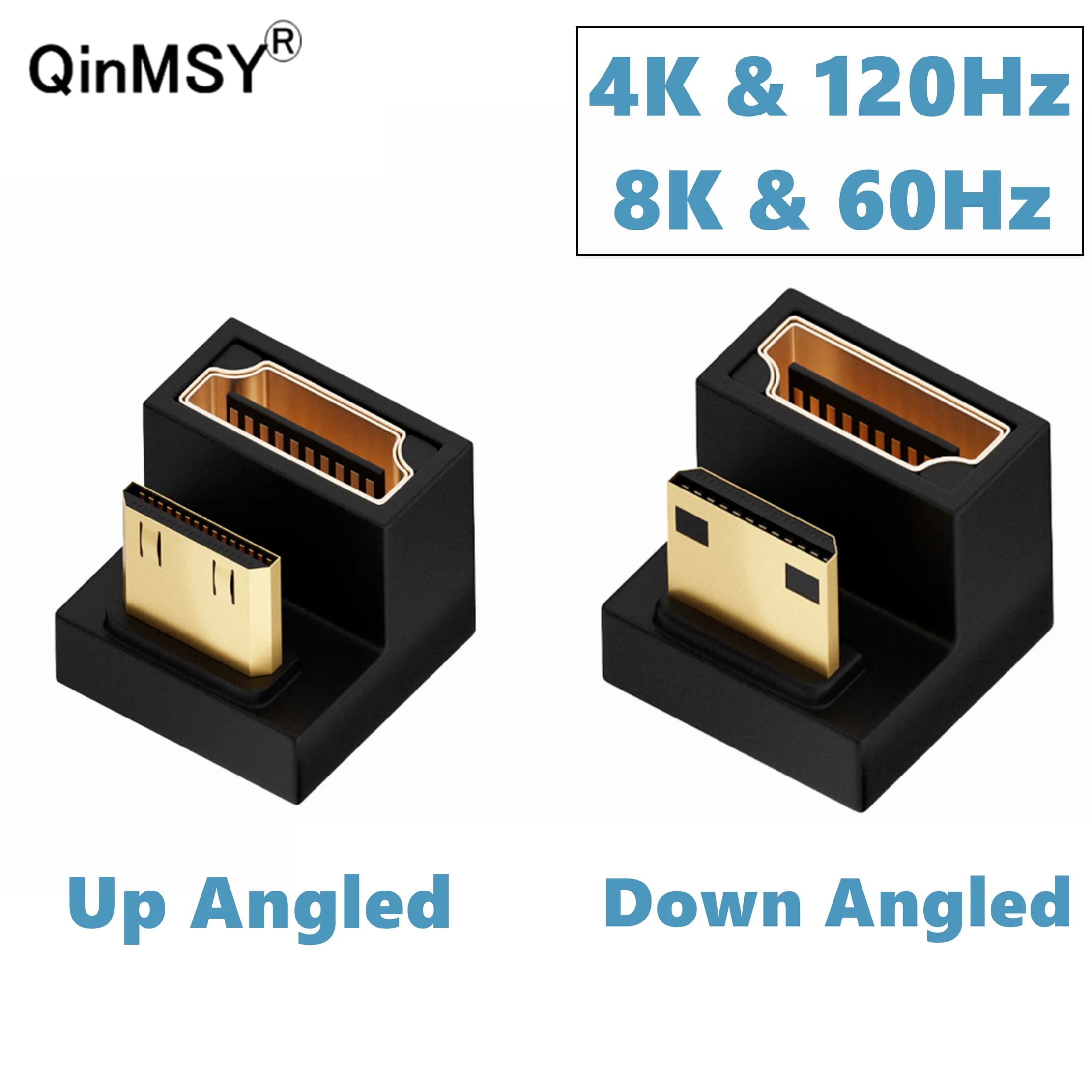 360-degree angled U-shaped L Up Down Converter Mini HD male to HDMI compatible with female extension 2.1V Adapter 4K 8K 60Hz 120Hz