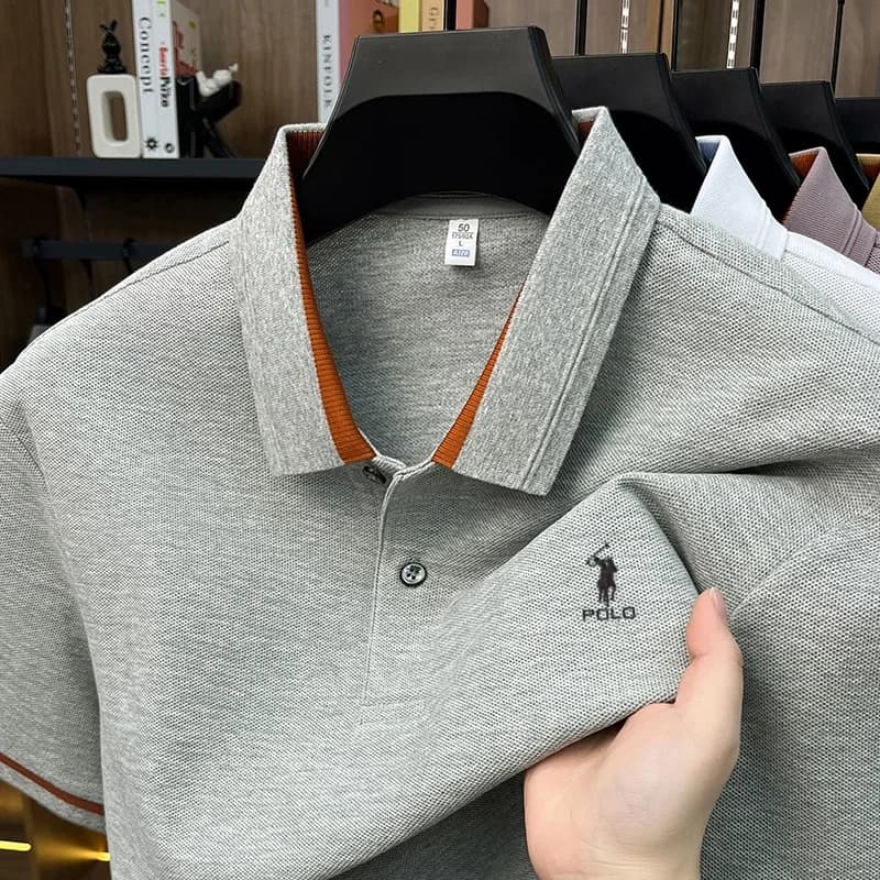 T-shirt di alta gamma 100% cotone per l'estate, nuova maglietta da golf a maniche corte da uomo, di marca, con ricamo Paul Pony, modello POLO.