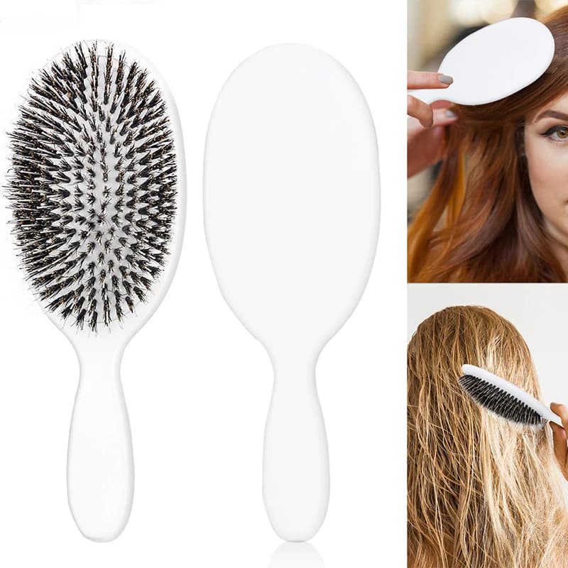 Spazzola per Capelli in Setole di Cinghiale, Pettine da Massaggio per Parrucchieri, Spazzola Districante e Lisciante, Accessori per Barbieri