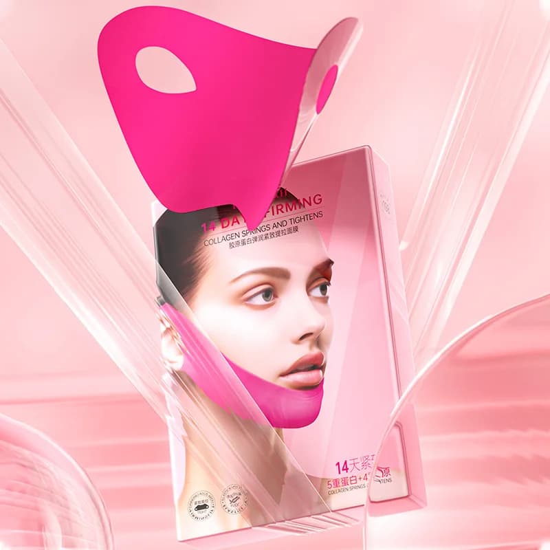 V Face Mask with Ear Suspended Collagen Moisturizing Mask for Lifting and Strengthening Muscle Massor Double Men Small V Face Mask