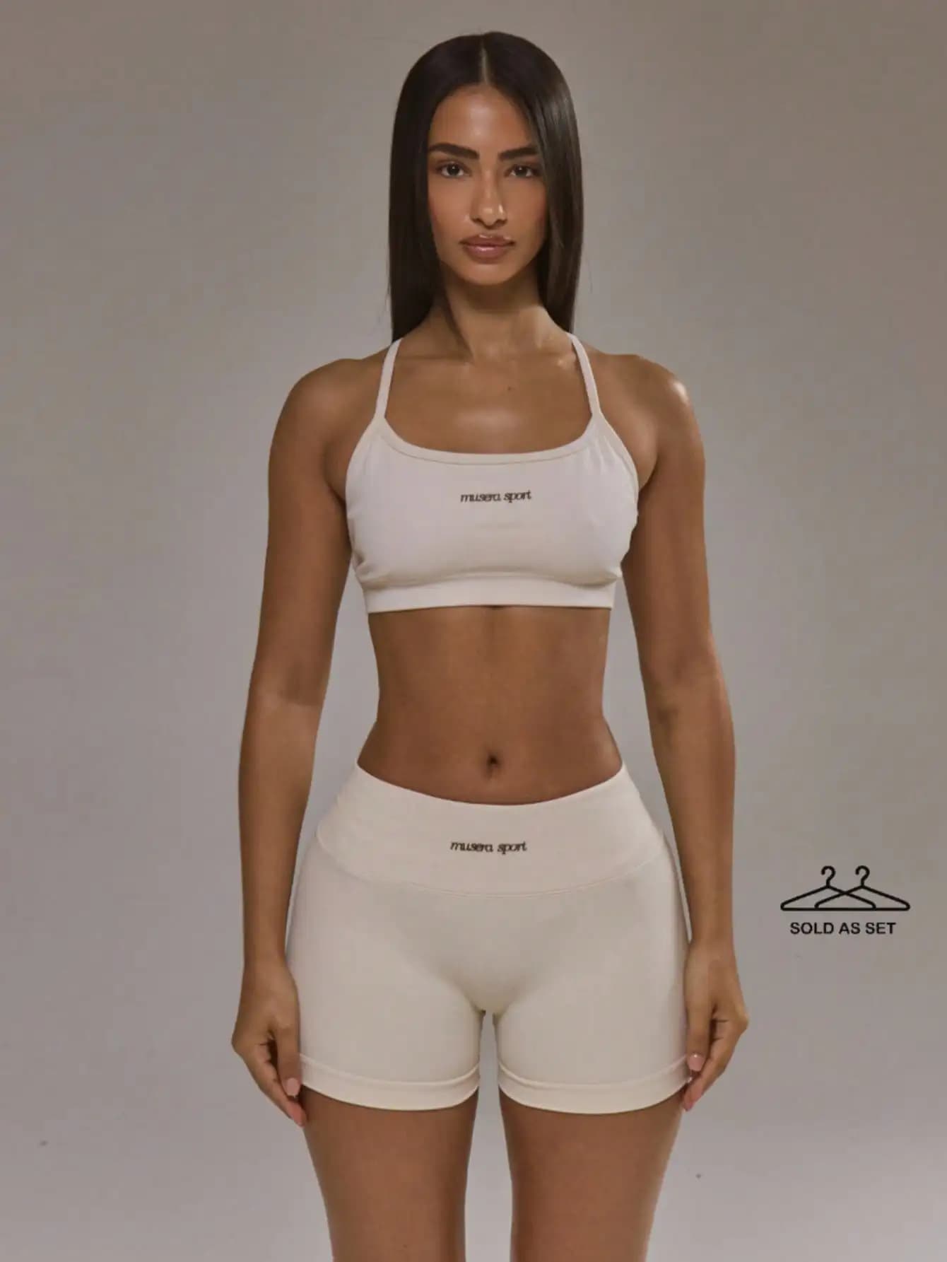 Set di reggiseno sportivo con schiena incrociata e leggings modellanti, abbigliamento elastico e caldo per palestra, corsa, yoga, fitness invernale e uso quotidiano.