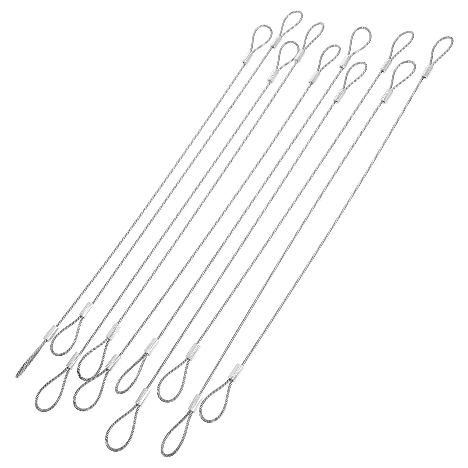 10 Pezzi Cavo in Acciaio Inossidabile con Doppio Anello, Grado 304, Cavo di Sicurezza Resistente per Etichette Bagagli, Telecamere da Sentiero, Uso Esterno