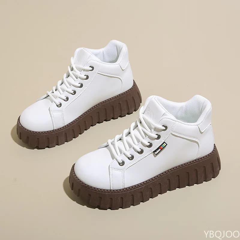 Autunno da donna nuovi stivaletti corti versatili alla moda casual comode scarpe da donna alte con suola spessa