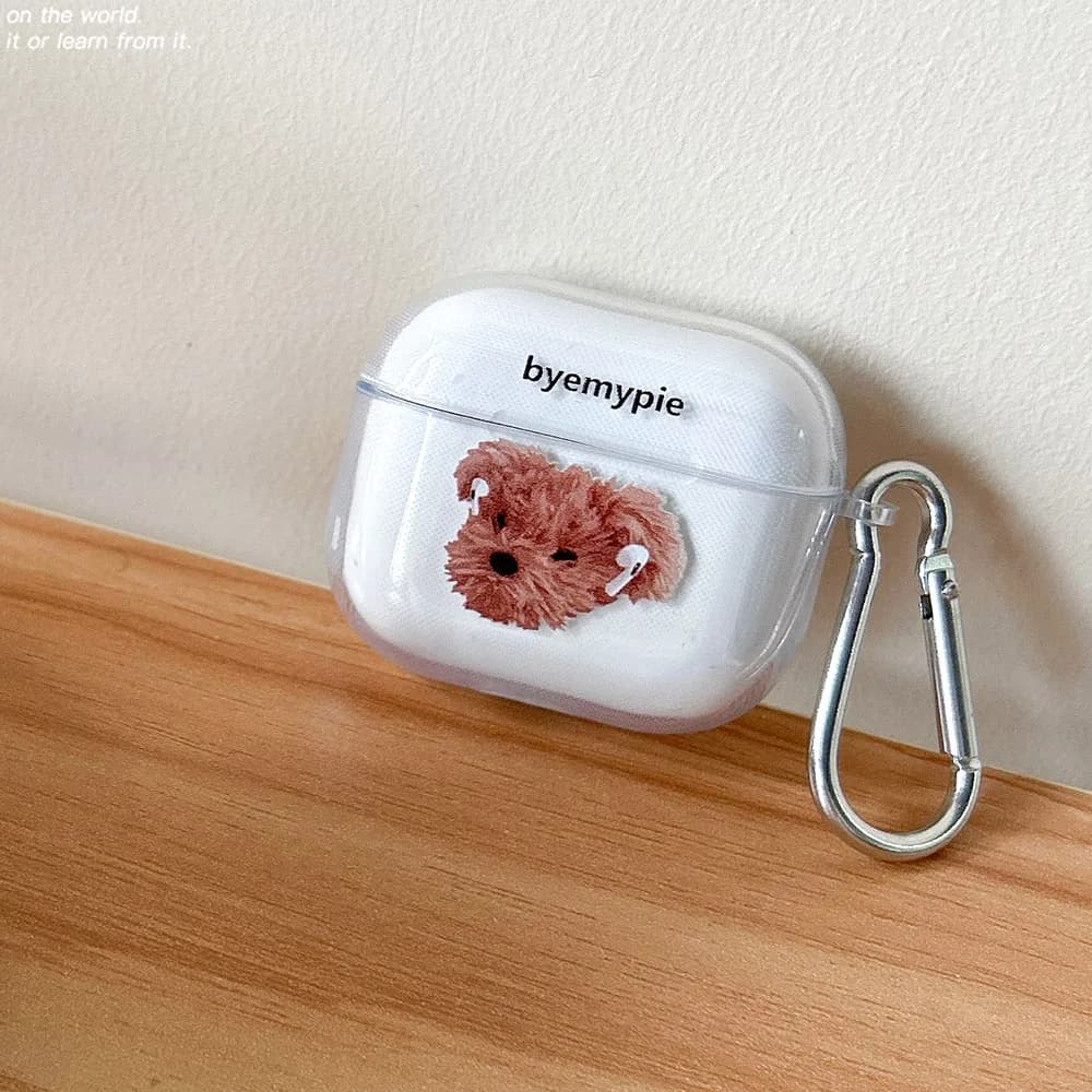 Custodia per AirPods 4 2024 Trasparente Teddy Dog Custodia morbida in TPU per auricolari per Apple Airpod Pro 1 2 3 4a generazione Custodia protettiva Portachiavi
