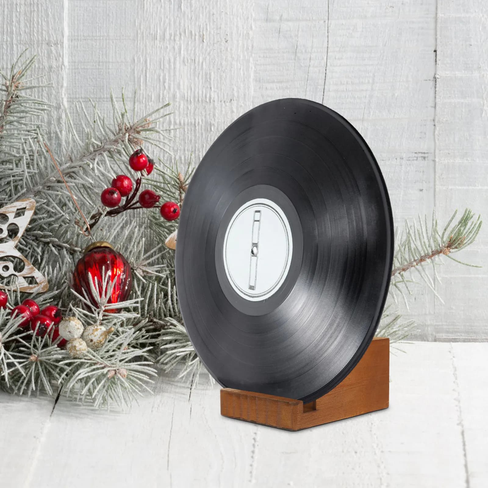 Vinyl Record Storage Holder Rustic Wood Vinyl Record Stand Desktop Album Cover Holder Display Shelf Organizer for Living Room