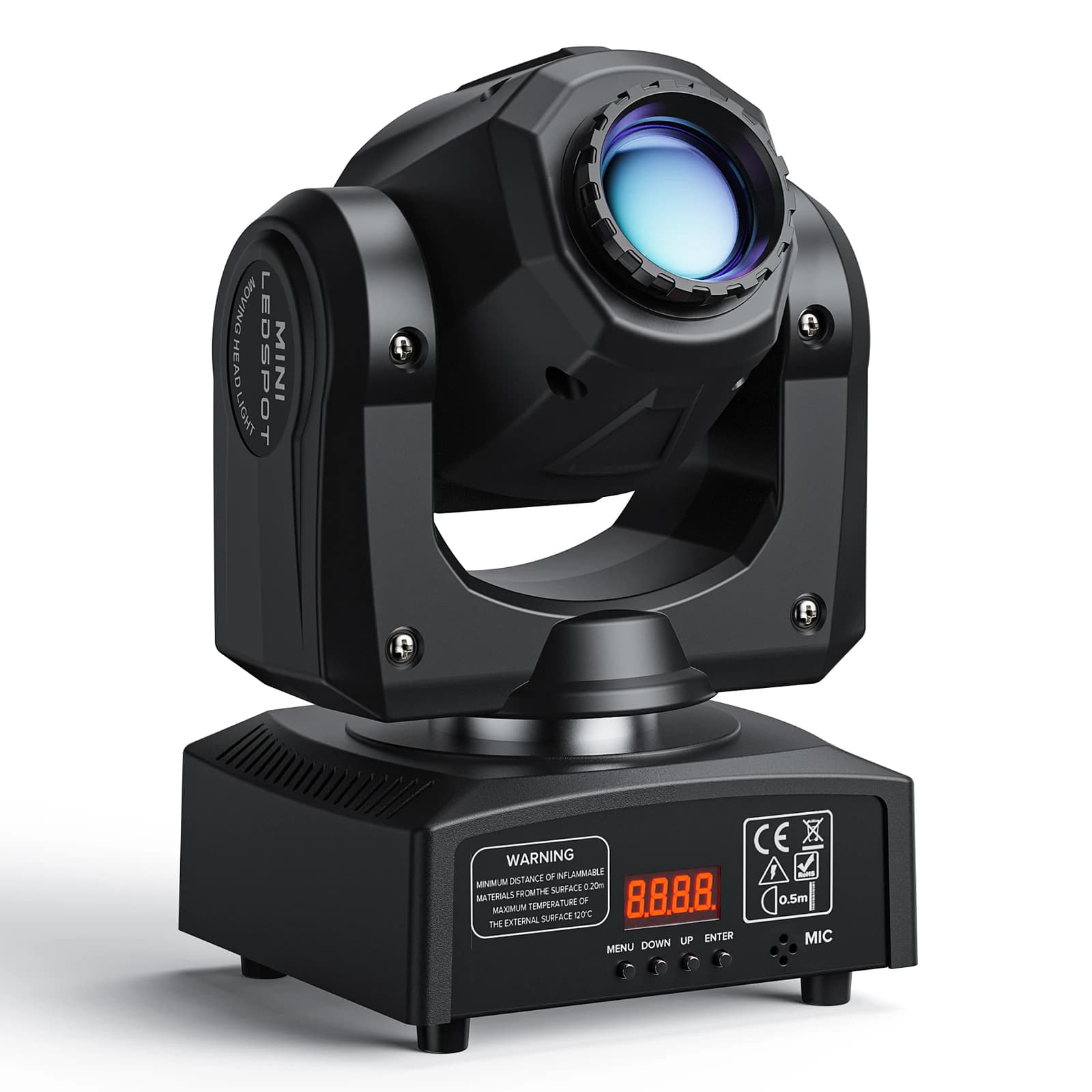 U'King 30W Mobile Headlight RGBW Spot LED Black Stage Light DMX512 Gobos Light with mobile head effects for DJ Party Bar Disco