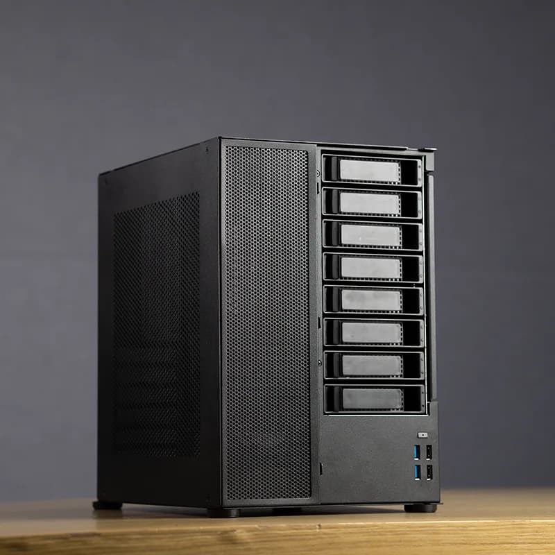 Chassis NAS a 8 Bay Treasure Box 2, Case per Server di Archiviazione, Scheda Madre ATX, Alimentatore SFX