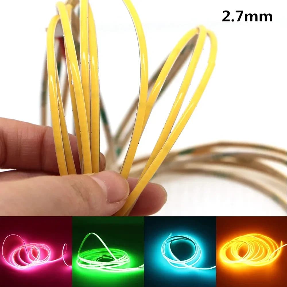 Striscia LED COB super sottile da 2,7 mm per la decorazione della stanza del bar dell'auto 12V 480LED / m Luci a nastro lineare a nastro flessibile bianco caldo freddo