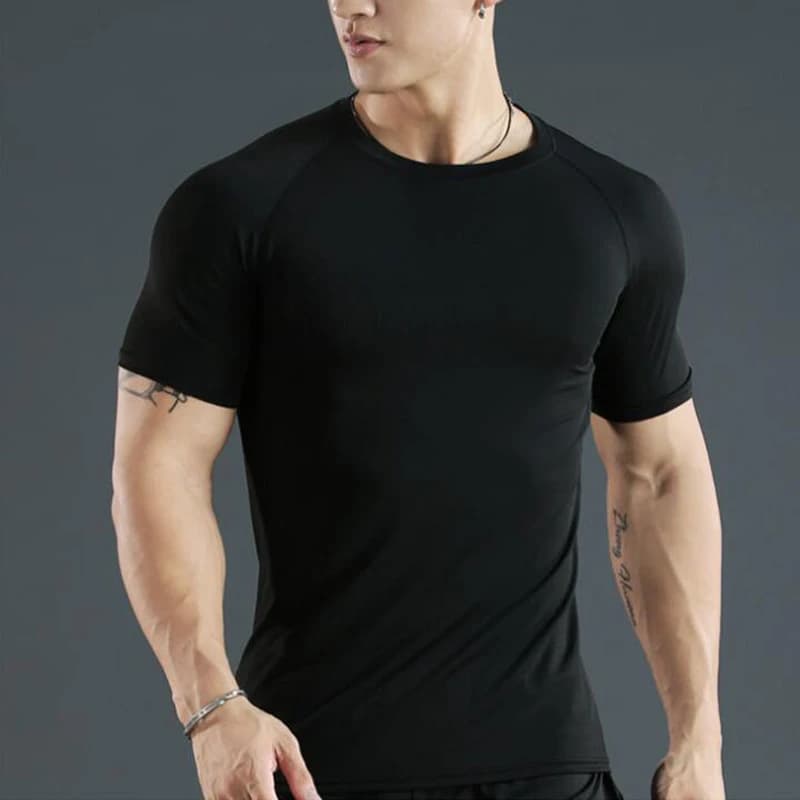 T-shirt a compressione da uomo a maniche corte ad asciugatura rapida per fitness, allenamento, jogging, palestra, abbigliamento sportivo, Rashguard
