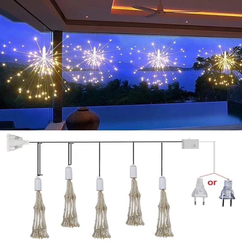 500 LED Splendidi fuochi d'artificio Lucine Fai da te Natale e Capodanno Decorazione della camera da letto Illuminazione Ghirlanda Luci della stringa