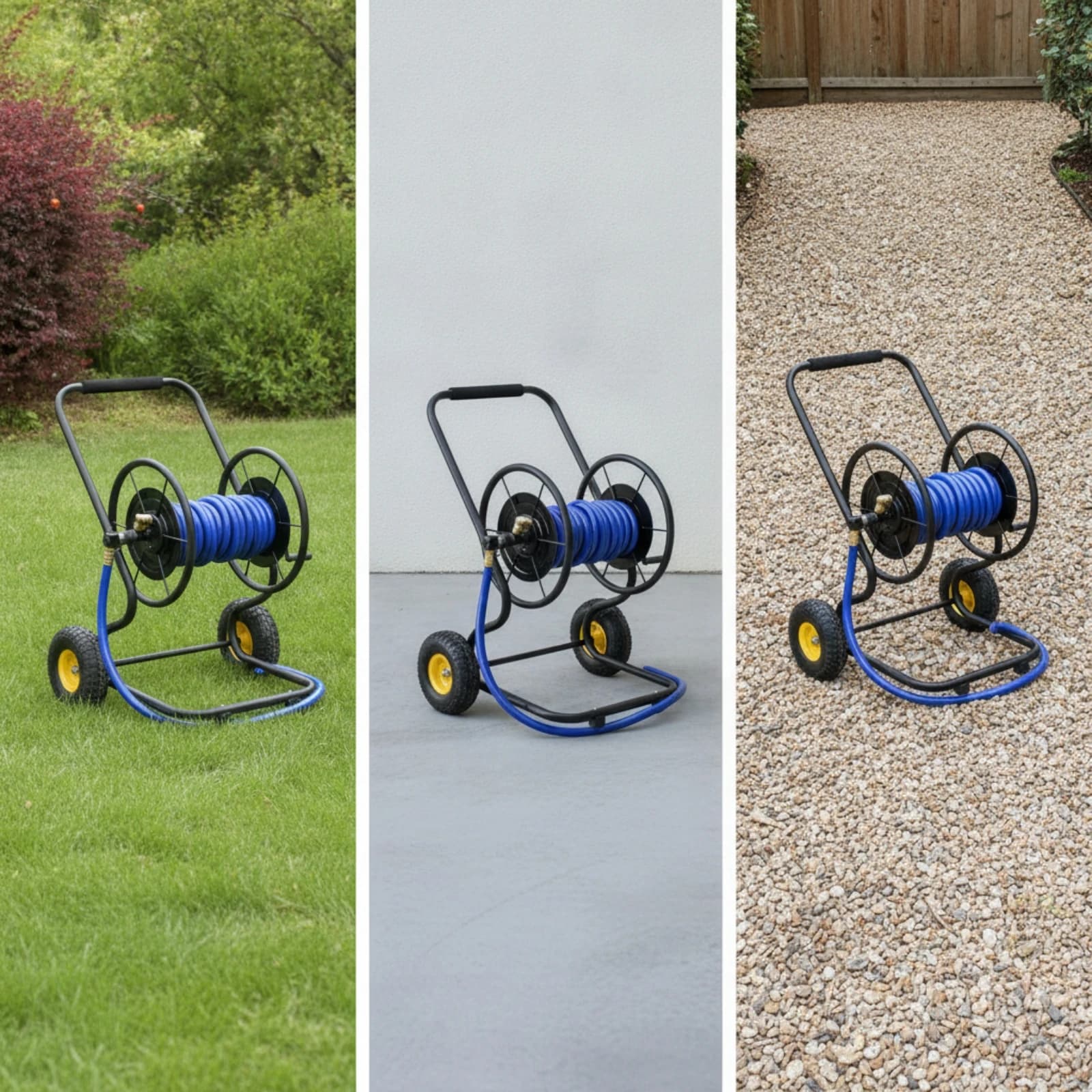 Garden Hose Reel Cart Sturdy Hose Reel Cart with Wheels Large Capacity Never Flat for Gardeners, Yard, Car Wash