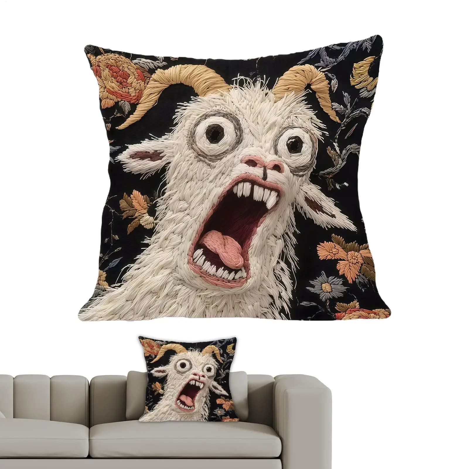 Screaming Goat Pillow Cover Soft Protector Decorative Throw Pillow Case Couch Home Decor For Living Room Sofa Party Gift No fill