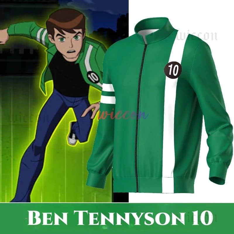 ❤️ ❤️ ❤️ Cappotto per adulti Ben Tennyson 10 Cosplay Giacca verde unisex Casual Costume di Halloween Uniforme Soprabito Top Party ❤️ ⭐️ ❤️