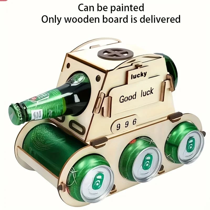 Portabottiglie con serbatoio in legno Portabevande Portabevande dipinto Organizzatore per feste a casa Regalo creativo con buona fortuna Design Regalo divertente
