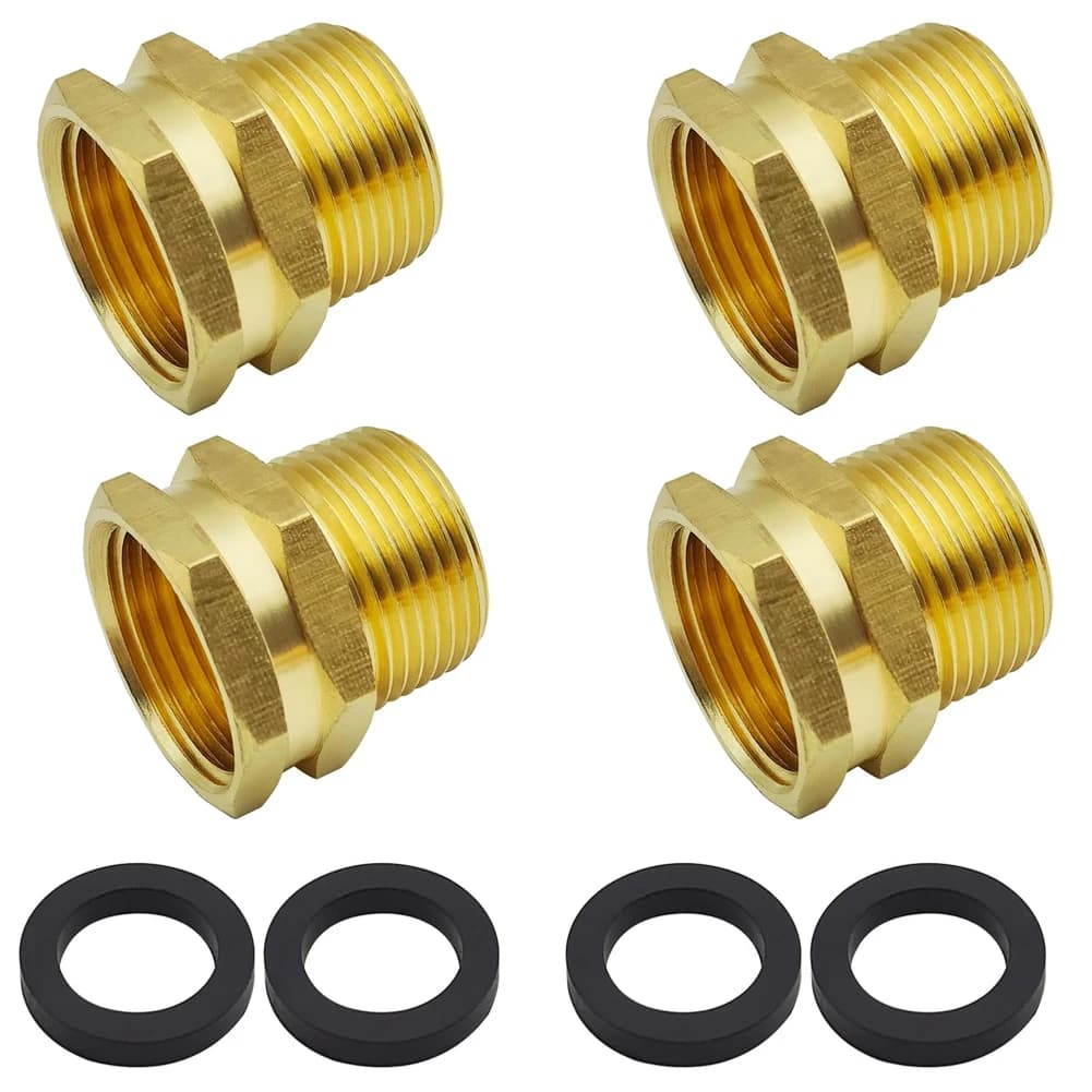 4 Piece Brass Garden Pipe Adapter, 3/4" GHT Female 3/4" NPT Male, Outdoor Gardening Accessories