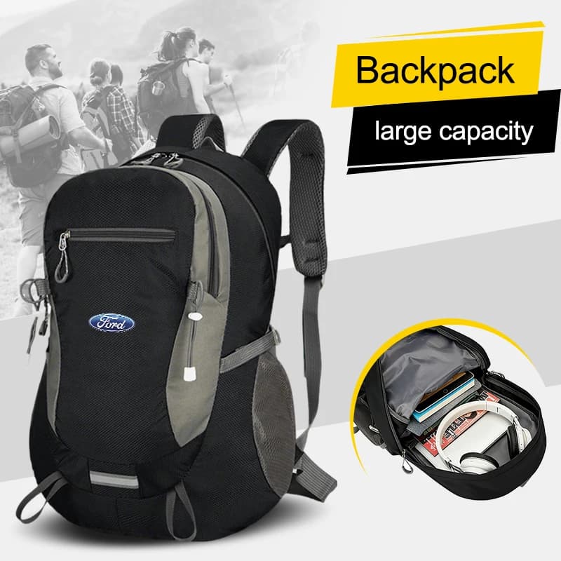 Large Capacity Casual Backpack Lightweight Travel Backpack Hiking School Daypack For Ford Mustang Fiesta Mondeo F150 KA Sticker