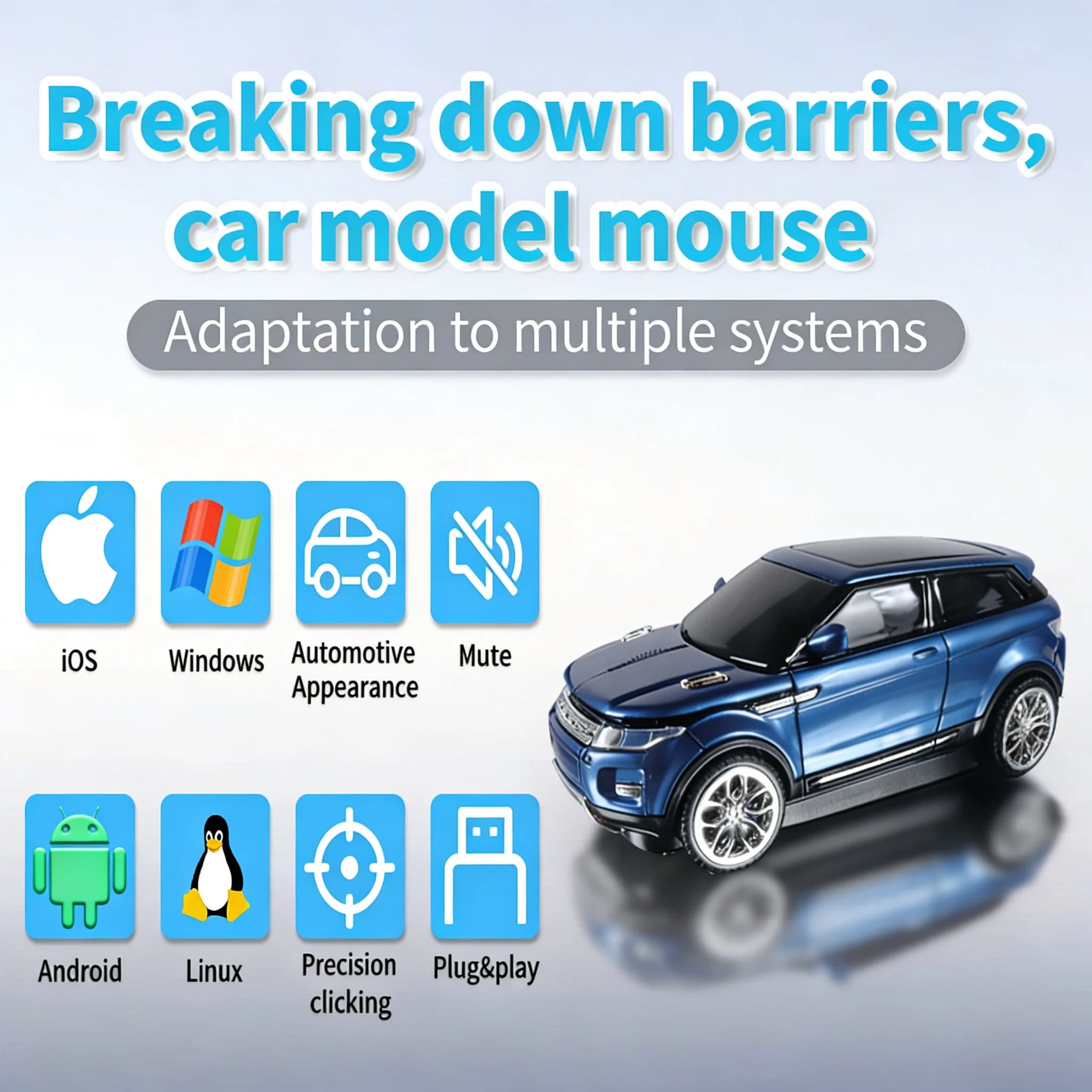 Mouse Wireless 2.4G a Forma di SUV Creativo con Luci LED, Design Accattivante per Ragazzi, Ufficio, Gaming, PC, Laptop, Giocatori