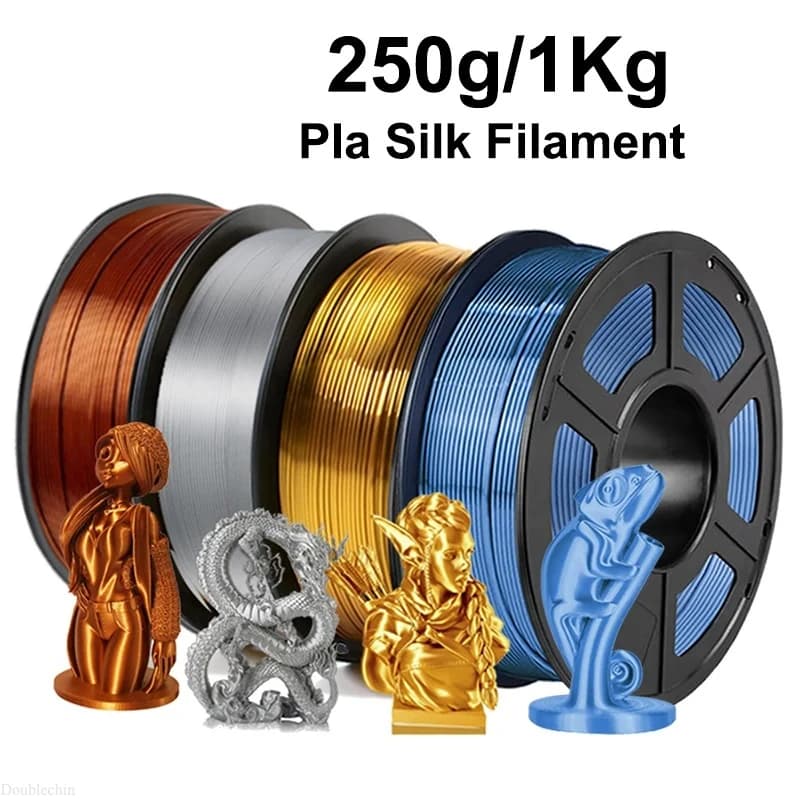 Premium Silk PLA Filament 1.75mm Glossy Metallic Effect 3D Printer Material Copper Gold Silver Blue 250g 1KG