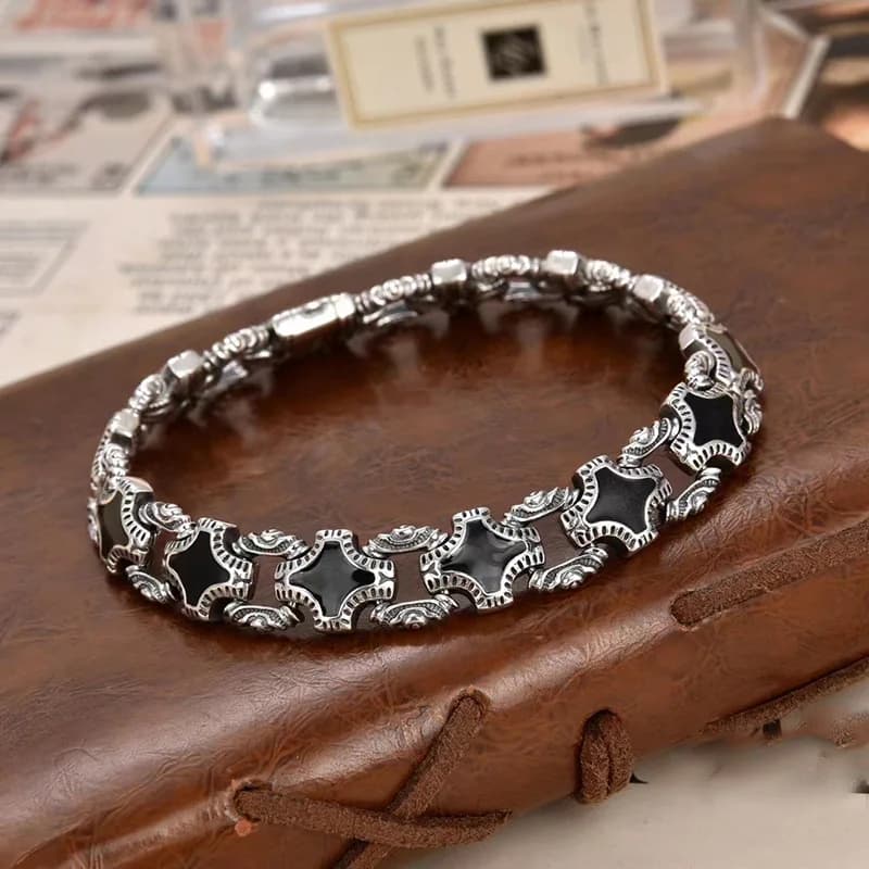 Nuovo braccialetto in resina a forma di diamante geometrico stile scandanoano-giazz Accessorio da uomo vintage alla moda